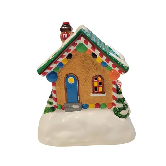 Department 56 M&M's Christmas Candy Shoppe Candy Dish Lighted House 2004 Works - Picture 2 of 15